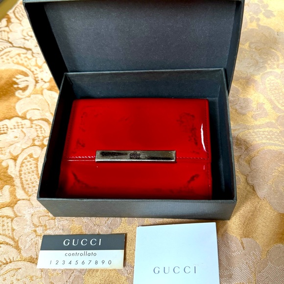 Authentic Gucci wallet Red Patent Leather 90s Vintage - Picture 2 of 13